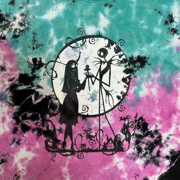 The Nightmare Before Christmas Jack & Sally Tie-Dye Oversized Girls T-Shirt Plus - Picture 2 of 5